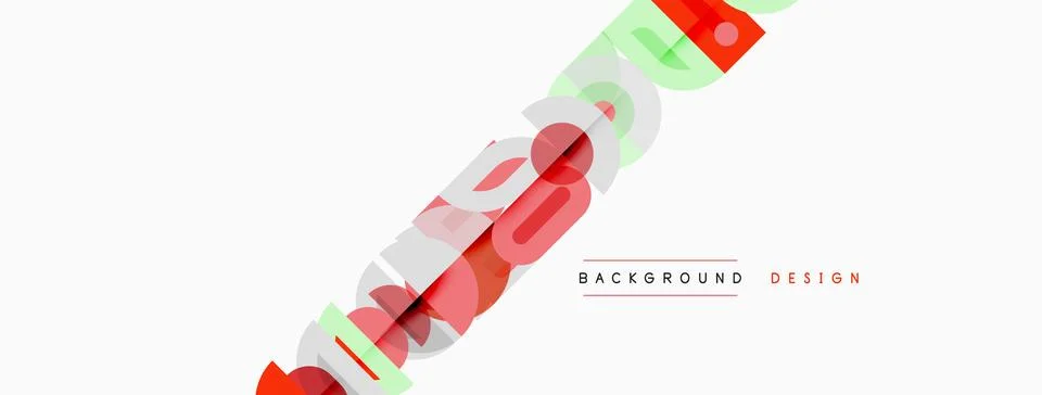 Abstract geometric shapes overlap, creating dynamic visual effect. Red, green Illustrazione stock