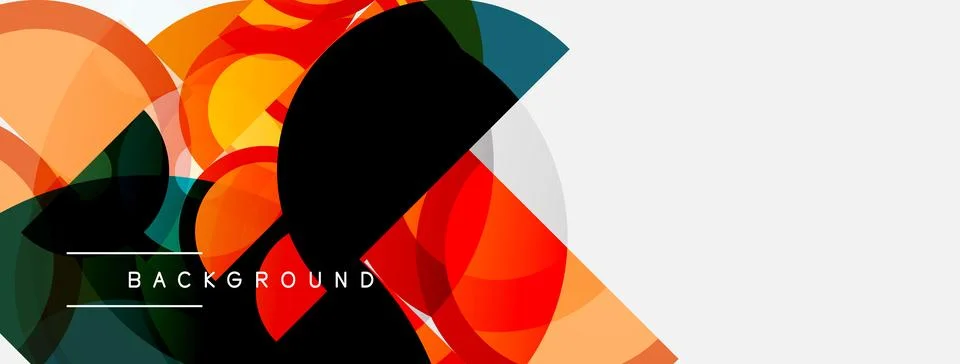 Abstract geometric shapes overlap, creating vibrant colorful background. Whit Stock Illustration