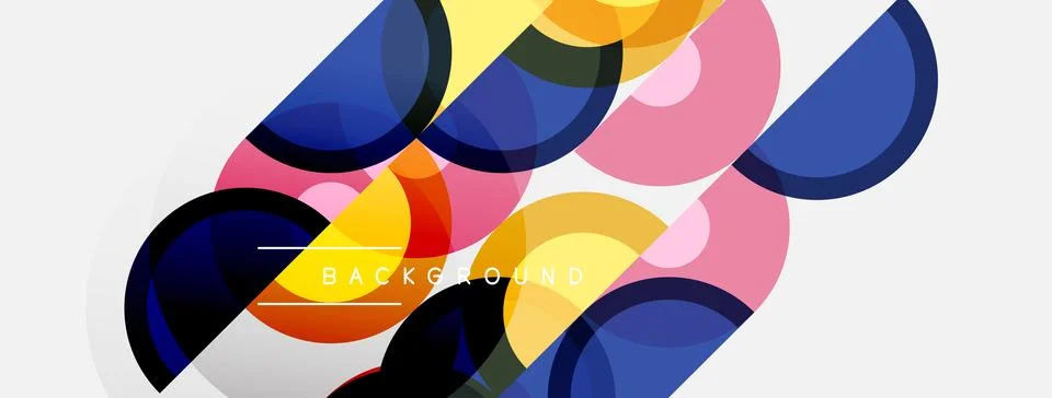 Abstract geometric shapes overlap, creating vibrant colorful background. Mode Illustrazione stock