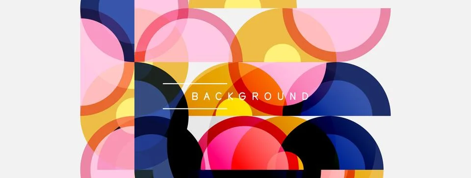 Abstract geometric shapes overlap, creating vibrant colorful background. Pink Stock Illustration