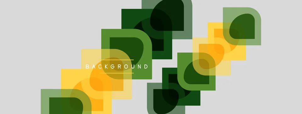 Abstract geometric shapes overlap, creating layered visual effect. Yellow, .. Illustrazione stock