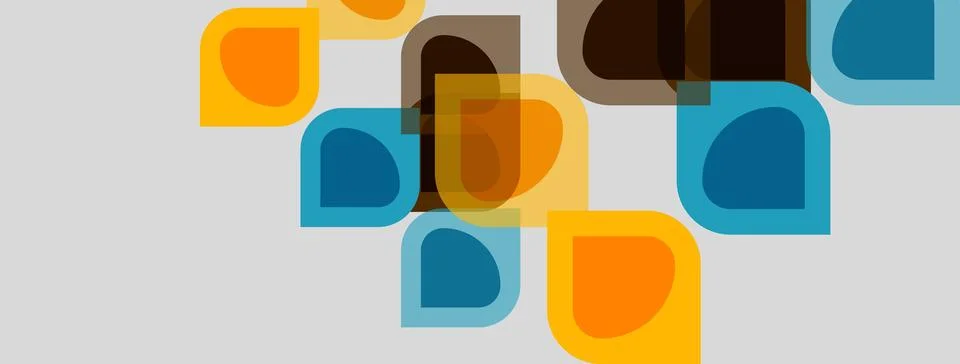 Abstract geometric shapes overlap, creating colorful patterns. Soft hues Illustrazione stock