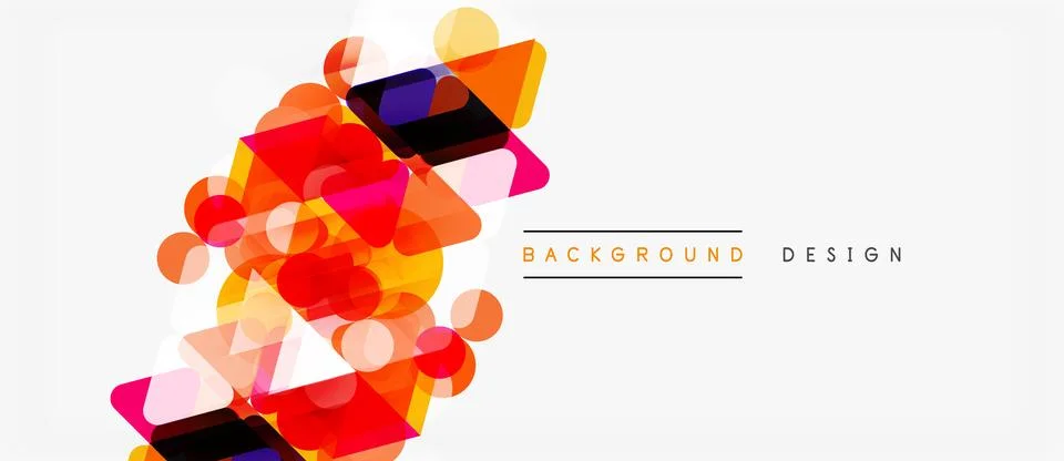 Abstract geometric shapes overlap, creating vibrant color composition. Modern Stock Illustration