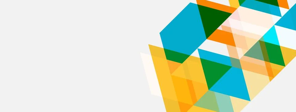 Abstract geometric shapes overlap, creating vibrant color blocks. Design Illustrazione stock