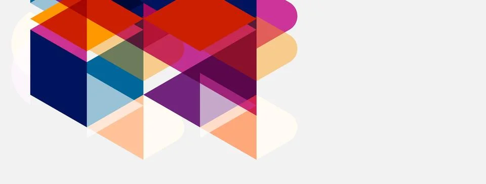Abstract geometric shapes overlap, creating vibrant color blocks. Composition Illustrazione stock
