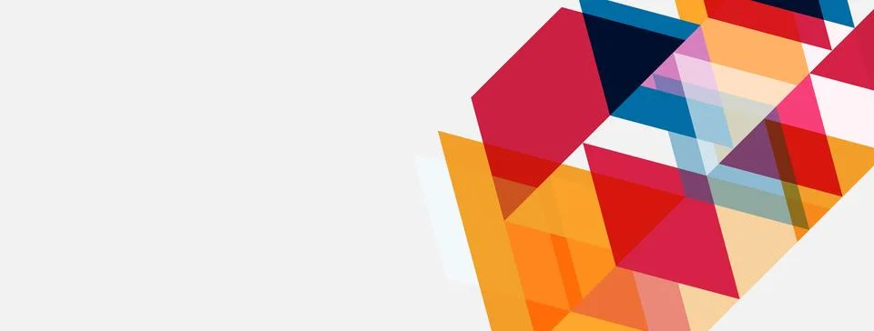 Abstract geometric shapes overlap, creating vibrant color blocks. Design Illustrazione stock