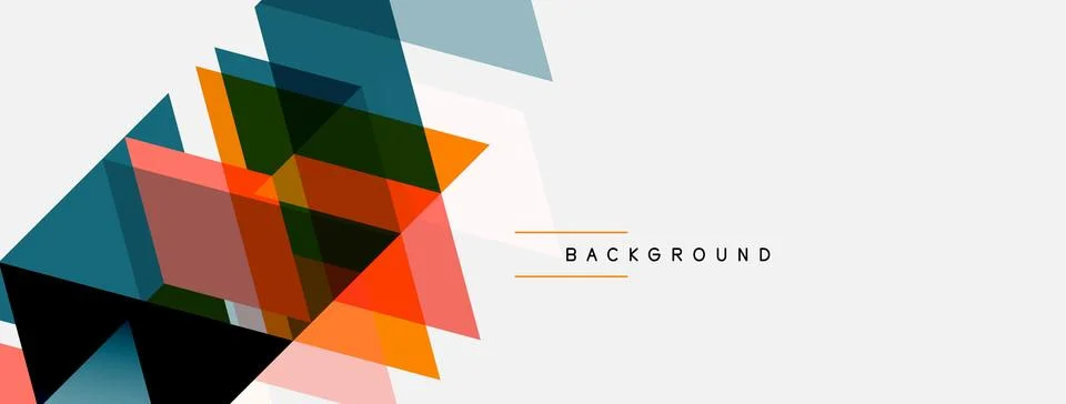 Abstract geometric shapes overlap, creating dynamic colorful composition. Stock Illustration