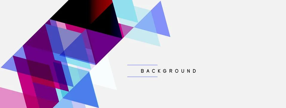 Abstract geometric shapes overlap, creating vibrant color gradients. White .. Illustrazione stock