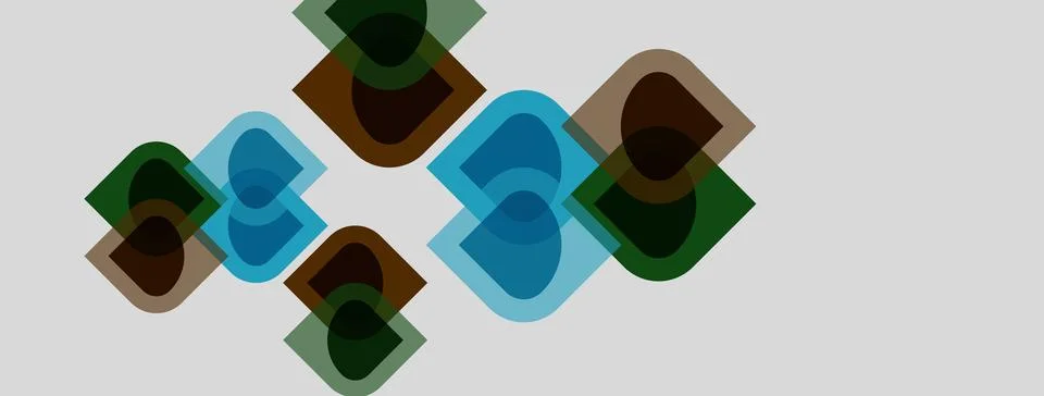 Abstract geometric shapes overlap, creating layered visual effect. Colors Illustrazione stock