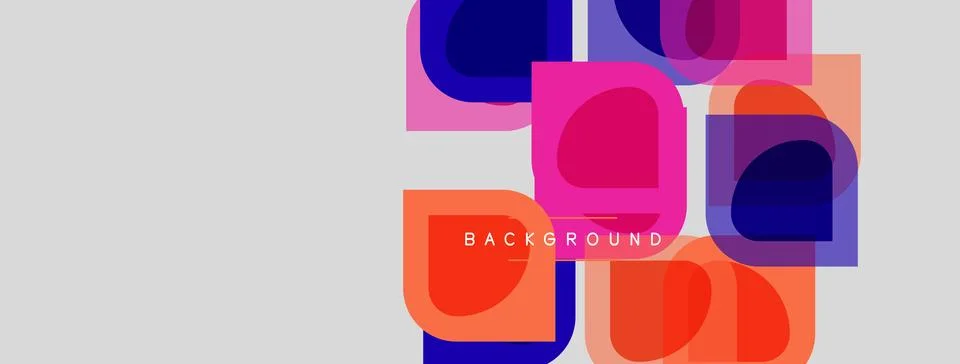 Abstract geometric shapes overlap, creating vibrant color blocks. Background Illustrazione stock