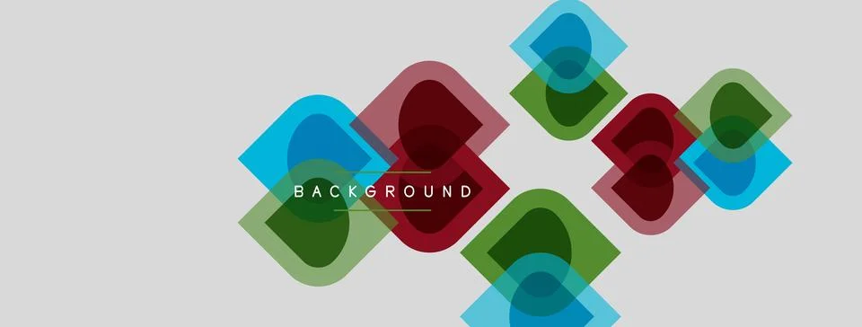 Abstract geometric shapes overlap, creating vibrant background. Colors includ Illustrazione stock
