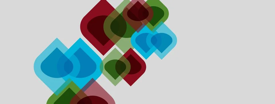 Abstract geometric shapes overlap, creating layered visual effect. Colors Illustrazione stock