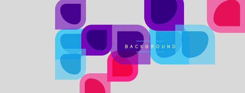 Abstract geometric shapes overlap, creating vibrant colorful background. Text Stock Illustration