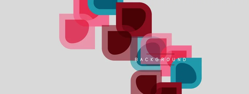 Abstract geometric shapes overlap, creating modern background. Colors include Illustrazione stock