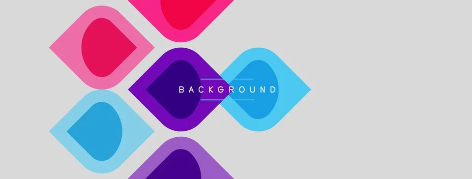 Abstract geometric shapes overlap, creating vibrant color gradients. Backgrou Stock Illustration
