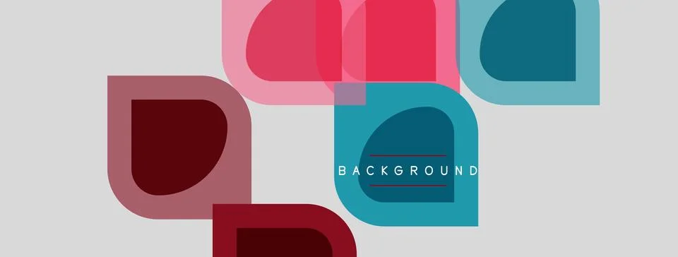 Abstract geometric shapes overlap, creating modern design. Pink, teal colors Stock Illustration