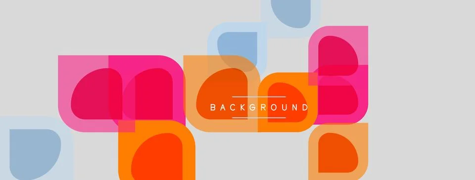 Abstract geometric shapes overlap, creating vibrant colorful background. Text Stock Illustration