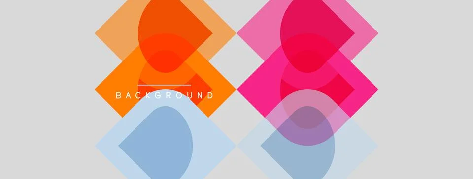 Abstract geometric shapes overlap, creating vibrant color blocks. Background  Stock Illustration