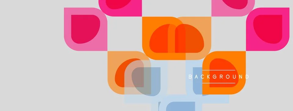Abstract geometric shapes overlap, creating colorful patterns. Soft hues Illustrazione stock