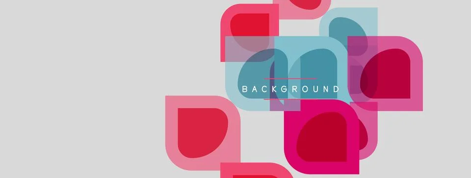 Abstract geometric shapes overlap, creating vibrant color blocks. Light gray Illustrazione stock