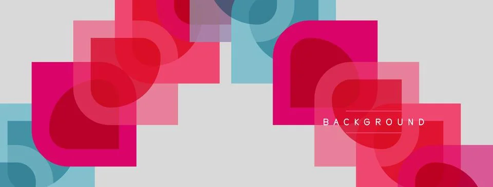 Abstract geometric shapes overlap, creating vibrant pinks, blues, plus white 库存插图