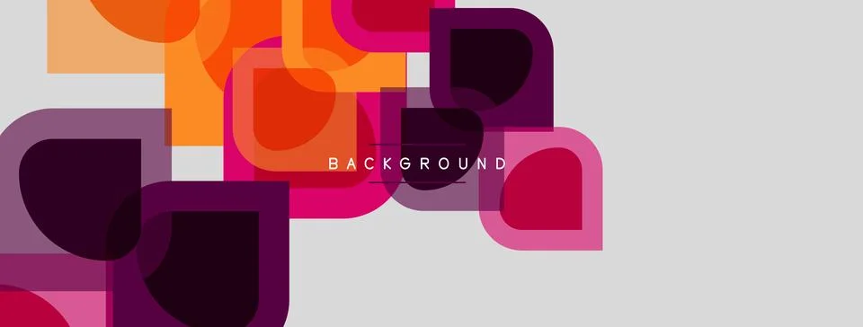 Abstract geometric shapes overlap, creating vibrant color gradients. Backgrou 库存插图
