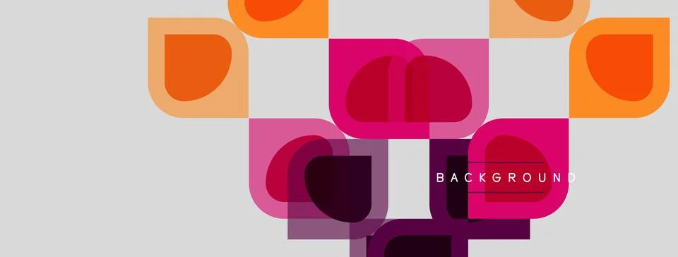 Abstract geometric shapes overlap, creating vibrant color blocks. Background Illustrazione stock