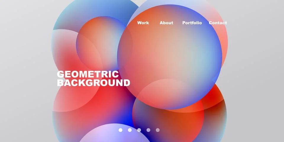 Abstract geometric shapes overlap, creating vibrant red, blue gradients. Text Stock Illustration