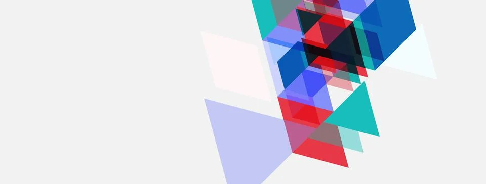 Abstract geometric shapes overlap, creating vibrant color blocks. Composition Illustrazione stock