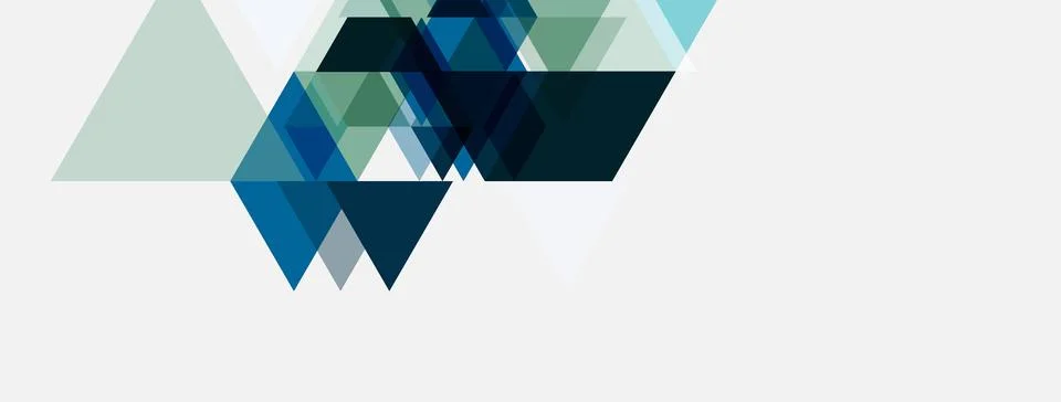 Abstract geometric shapes overlap, creating dynamic composition. Blues, green Stock Illustration