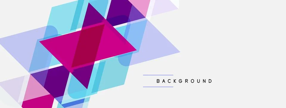 Abstract geometric shapes overlap, creating vibrant colorful background. Mode Illustrazione stock