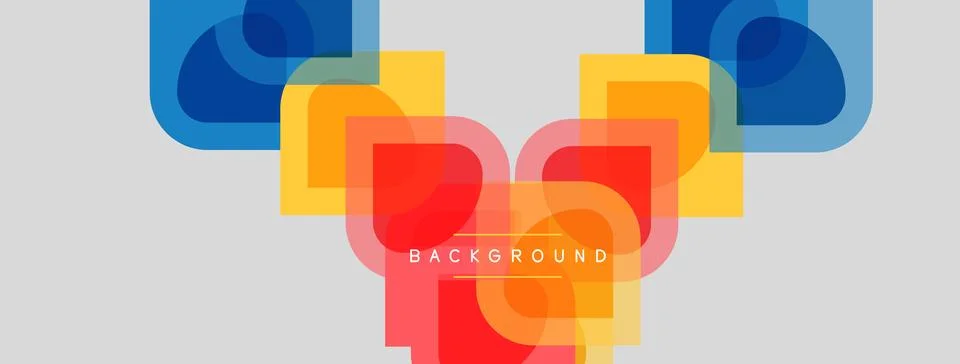 Abstract geometric shapes overlap, creating vibrant colorful background. Text Illustrazione stock
