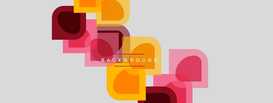 Abstract geometric shapes overlap, creating vibrant color blocks. Background Illustrazione stock