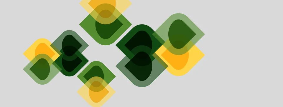 Abstract geometric shapes overlap, creating layered visual effect. Colors Illustrazione stock