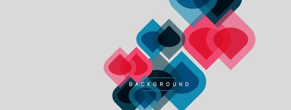 Abstract geometric shapes overlap, creating vibrant colorful background. Mode 스톡 일러스트