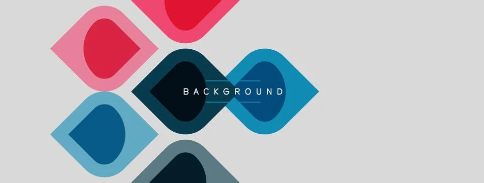 Abstract geometric shapes overlap, creating colorful design. Background fea.. 스톡 일러스트
