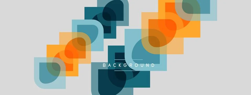 Abstract geometric shapes overlap, creating layered visual effect. Colors Illustrazione stock