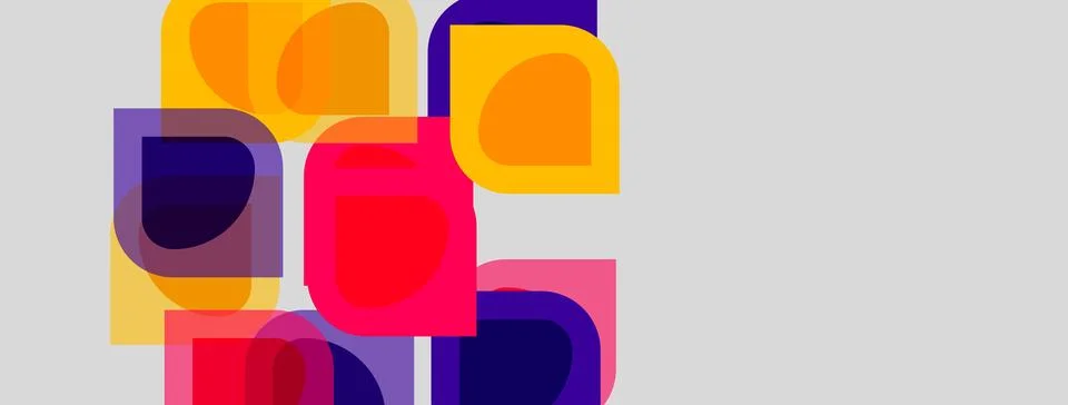 Abstract geometric shapes overlap, creating vibrant color blocks. Yellows, .. Illustrazione stock