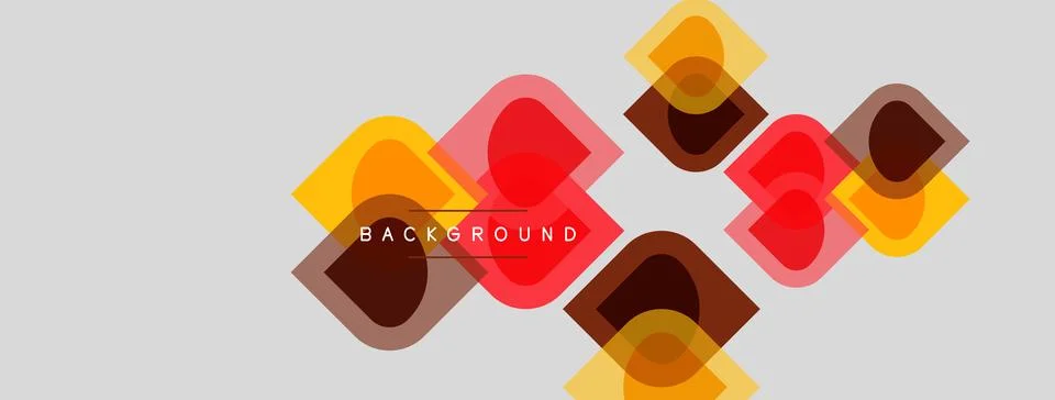 Abstract geometric shapes overlap, creating dynamic visual texture. Warm colo Stock Illustration