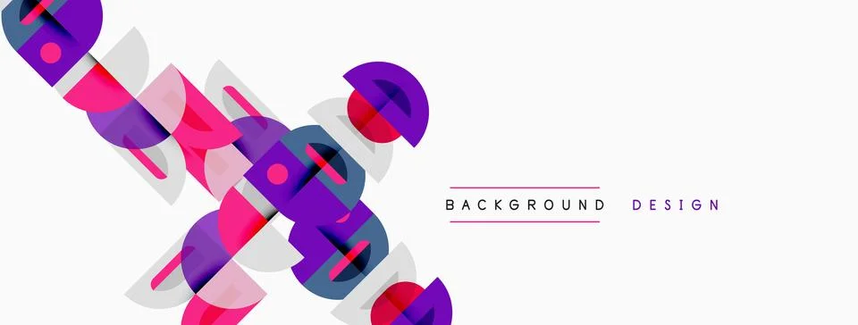 Abstract geometric shapes overlap, creating vibrant pink, white design. イラスト素材