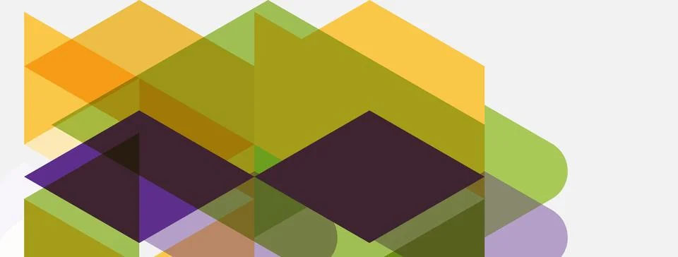 Abstract geometric shapes overlap, creating colorful layers. Soft hues blend, 스톡 일러스트