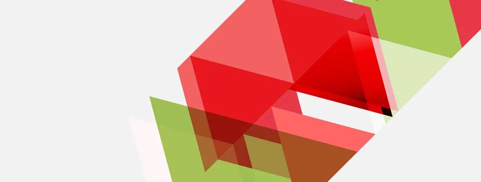 Abstract geometric shapes overlap, creating vibrant red, green, brown tones. Stock Illustration