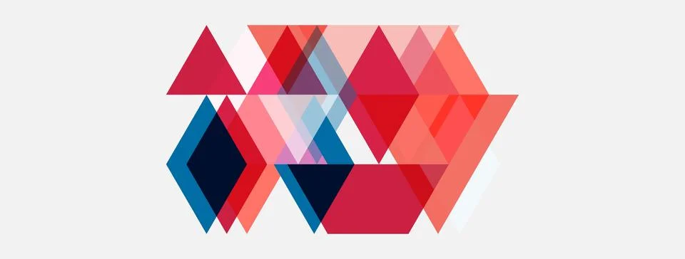 Abstract geometric shapes overlap, creating dynamic composition. Pink, blue, Stock Illustration