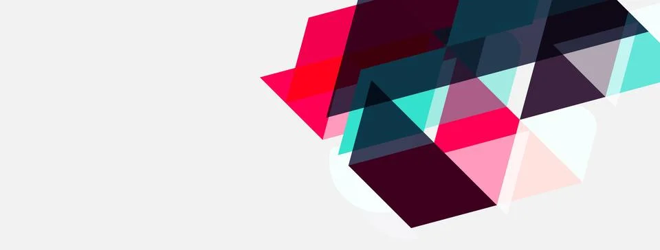 Abstract geometric shapes overlap, creating dynamic composition. Pink, teal, 스톡 일러스트