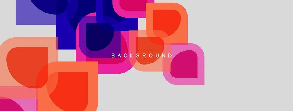 Abstract geometric shapes overlap, creating vibrant color blocks. Background Stock Illustration