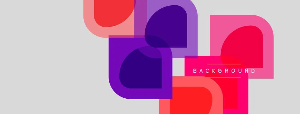 Abstract geometric shapes overlap, creating vibrant color blocks. Minimalist Illustrazione stock