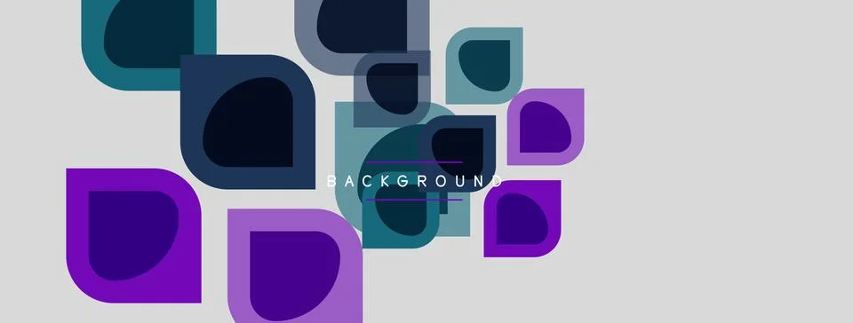 Abstract geometric shapes overlap, creating dynamic purple, teal composition. 스톡 일러스트