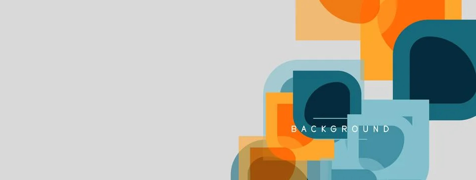Abstract geometric shapes overlap, creating modern background. Colors include イラスト素材
