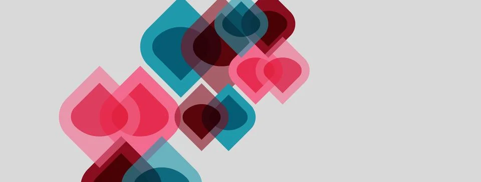 Abstract geometric shapes overlap, creating layered visual effect. Colors Illustrazione stock