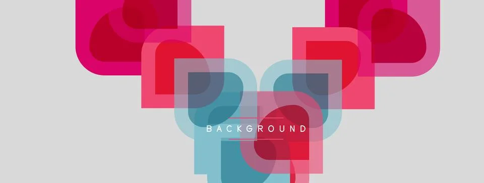 Abstract geometric shapes overlap, creating vibrant color blocks. Pink, blue, イラスト素材